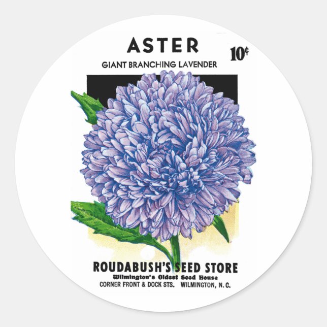 Sticker Rond Aster Vintage Seed Packet (Devant)
