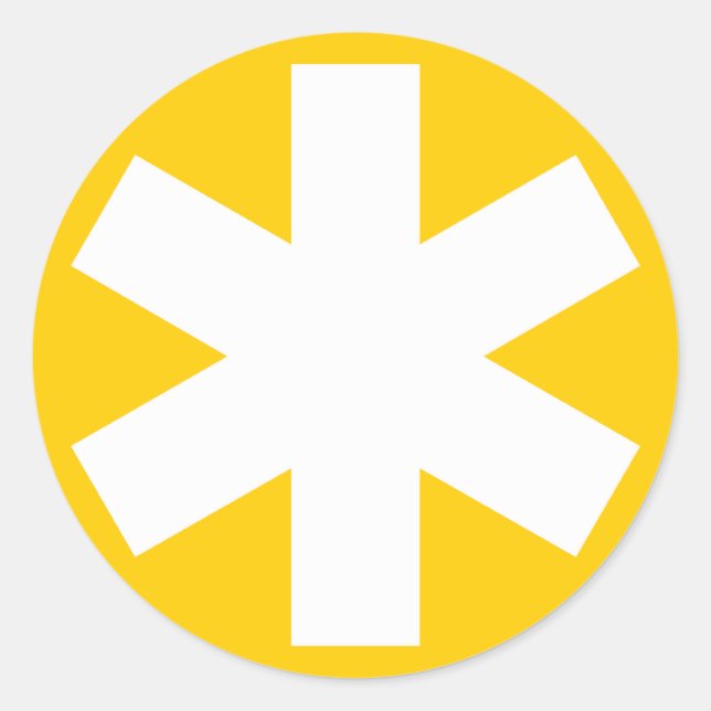 Sticker Rond Asterisk - Blanc sur Ambre (Devant)