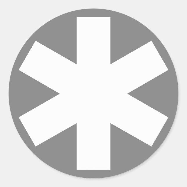 Sticker Rond Asterisk - Blanc sur gris (Devant)