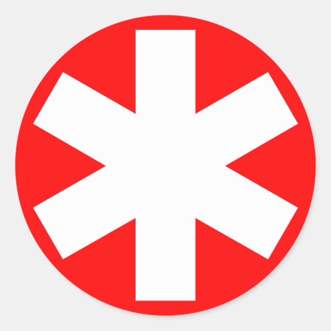 Sticker Rond Asterisk - Blanc sur rouge (Devant)