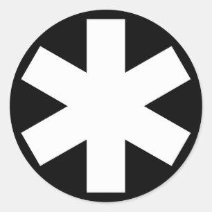 Sticker Rond Astérisque - blanc sur le noir