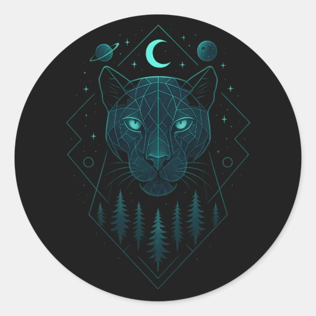 Sticker Rond Astral Panther - Cosmic Dark Predator (Devant)