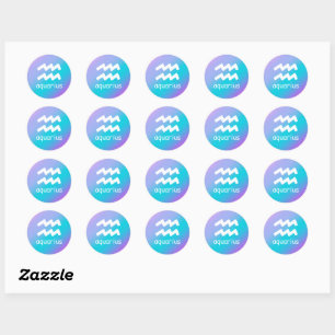 Sticker Rond Astrologie Aquarius Zodiac étoile Signal bleu pour