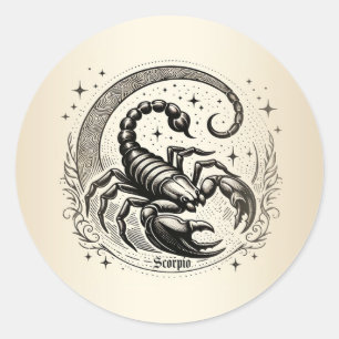 Sticker Rond Astrologie du croissant de lune Scorpion Zodiaque 