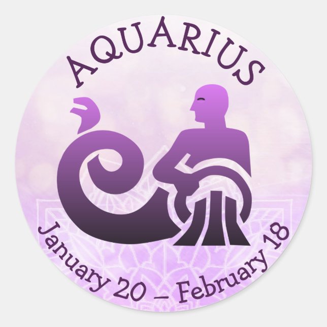 Sticker Rond Astrologie Horoscope Aquarius Symbole zodiaque (Devant)