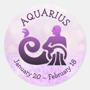 Sticker Rond Astrologie Horoscope Aquarius Symbole zodiaque