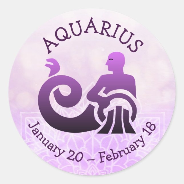Sticker Rond Astrologie Horoscope Aquarius Symbole zodiaque (Devant)