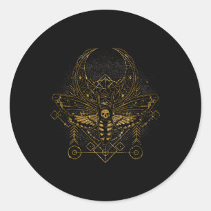 Sticker Rond Astrologie païenne occulte Luna Moth Crescent Mo