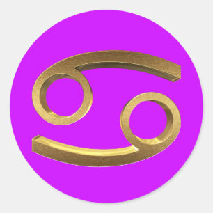 Sticker Rond Astrologie Symbole de zodiaque Cancer or Look Eleg