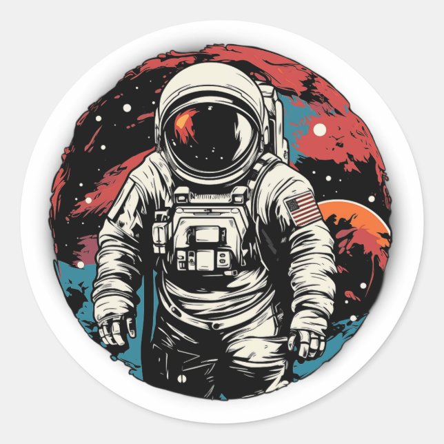 Sticker Rond Astronaut ArtColor 03 (Devant)