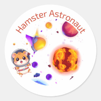 Sticker Rond Astronaut Hamster - Drôle Space Explorer Design