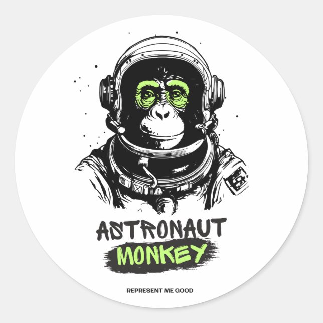 Sticker Rond Astronaut Space Monkey Authentique Haute qualité (Devant)