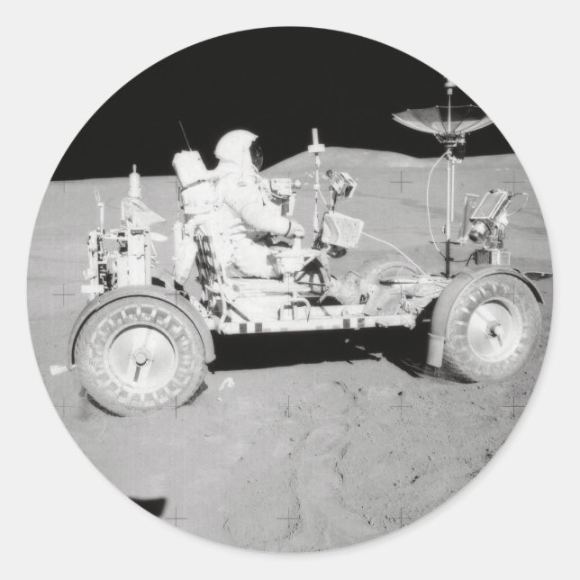 Sticker Rond Astronaute conduisant le Lander lunaire sur la (Devant)