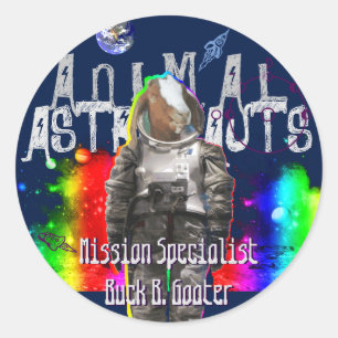Sticker Rond Astronaute de chèvre de galaxie dans l'espace