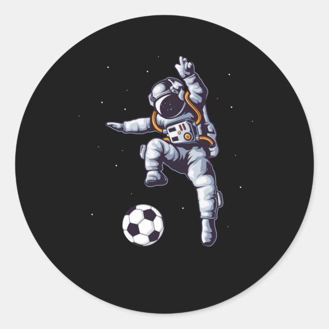 Sticker Rond Astronaute De Football Dans L'Espace Ventilateur (Devant)