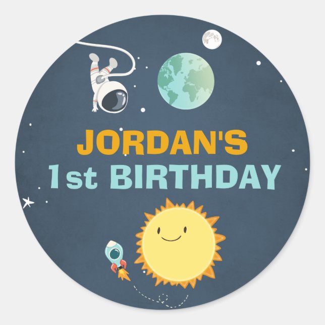 Sticker Rond Astronaute de fusée de l'enveloppe spatiale (Devant)