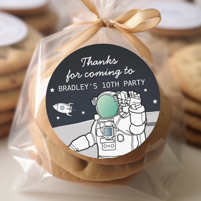 Sticker Rond Astronaute de l'espace extra-atmosphérique Anniver (Créateur téléchargé)