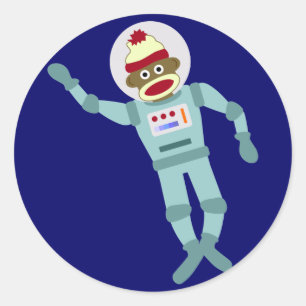 Sticker Rond Astronaute du singe de Sock