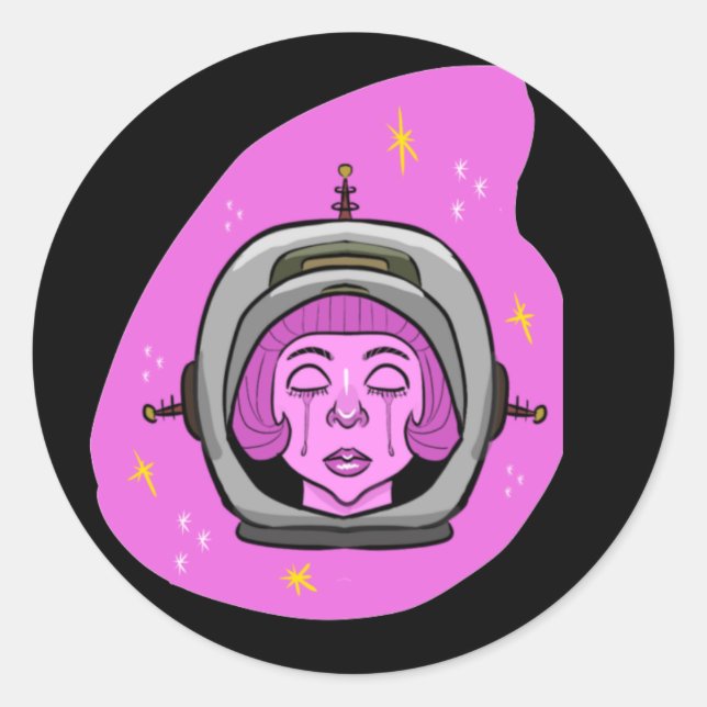 Sticker Rond Astronaute rose en pleurs (Devant)
