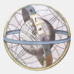 Sticker Rond Astronomie vintage, Céleste par Andreas Cellarius