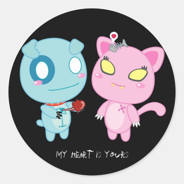 Sticker Rond Asyl & Nadel Valentine - Mon coeur est à vous (Devant)