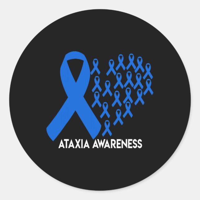 Sticker Rond Ataxia Sensibilisation ruban bleu Cadeau (Devant)