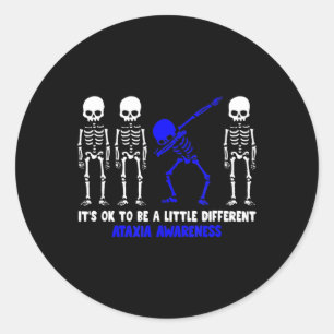 Sticker Rond Ataxia Warrior bleu Ruban Sensibilisation maladie 