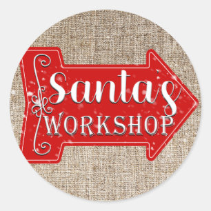 Sticker Rond Atelier père Noël Flèche Russe Noël