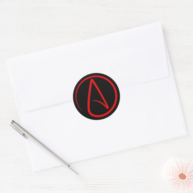 Sticker Rond Atheism Red Logo (Enveloppe)