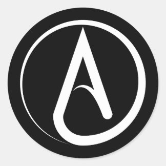 Sticker Rond Atheist Symbol White