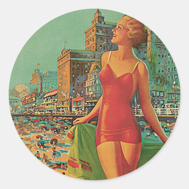 Sticker Rond Atlantic City - America's All Year Resort (Devant)