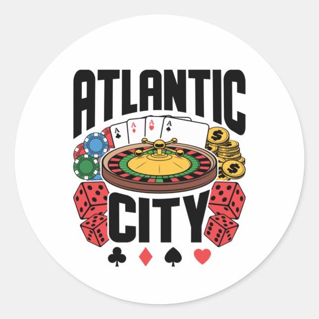 Sticker Rond Atlantic City New Jersey Casino Gamme (Devant)