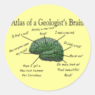 Sticker Rond Atlas des cadeaux drôles du cerveau d'un géologue