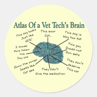 Sticker Rond Atlas du cerveau d'un technicien vétérinaire