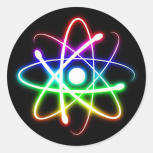 Sticker Rond Atom brillant coloré   Cadeaux Geeks