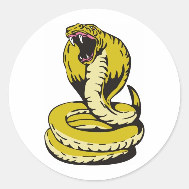 Sticker Rond attaque fâchée de serpent de cobra de roi (Devant)