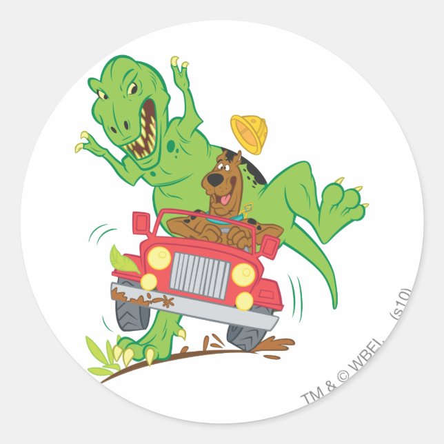 Sticker Rond Attaque Scooby Doo T-Rex (Devant)
