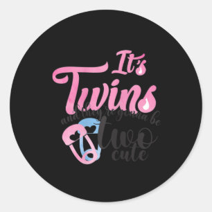 Sticker Rond Attendez-Vous À Deux Bébés Jumeaux Maman Je Deux B
