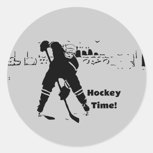 Sticker Rond Attente de la canette - Joueur de hockey (Devant)
