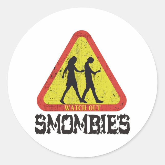 Sticker Rond Attention aux mombies (Devant)