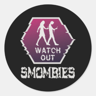 Sticker Rond Attention aux mombies