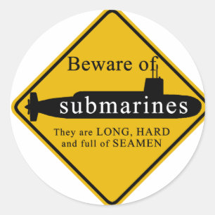 Sticker Rond Attention aux sous-marins