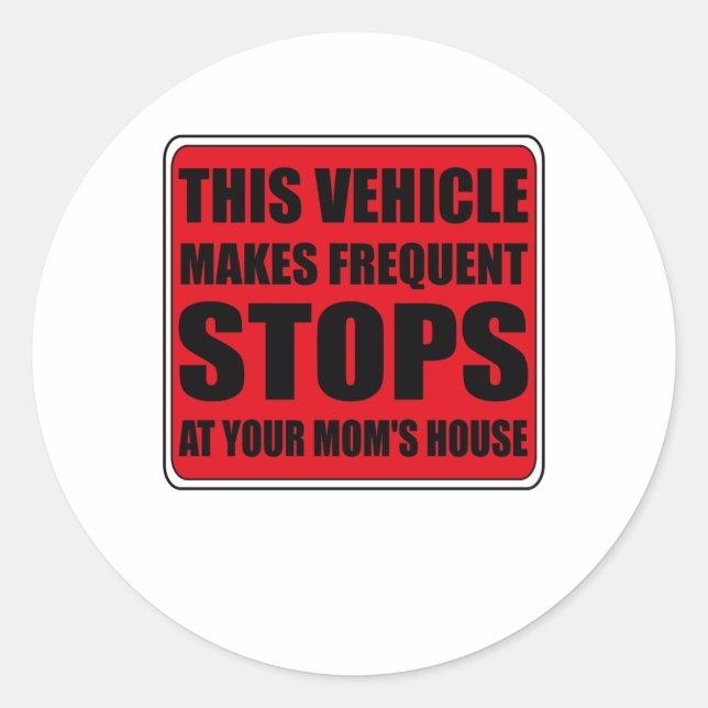 Sticker Rond Attention Ce véhicule fait des arrêts soudains à v (Devant)