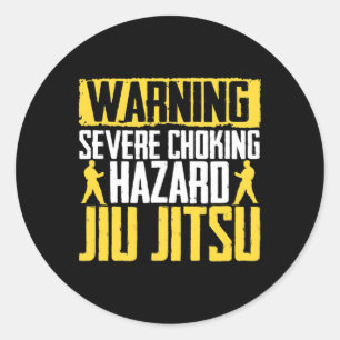 Sticker Rond Attention Je peux pratiquer le Jiu Jitsu Judo Art 