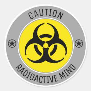 STICKER ROND ATTENTION L'ESPRIT RADIOACTIF