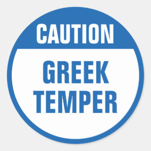 Sticker Rond Attention Temper grec