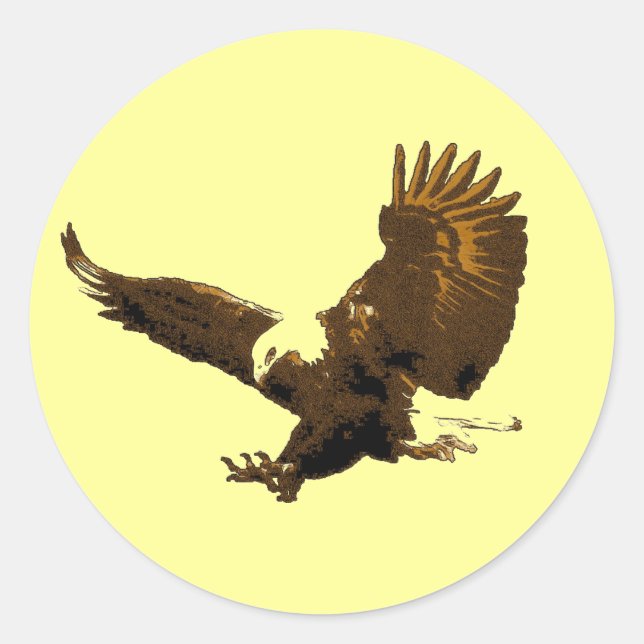 Sticker Rond Atterrissage d'aigle (Devant)