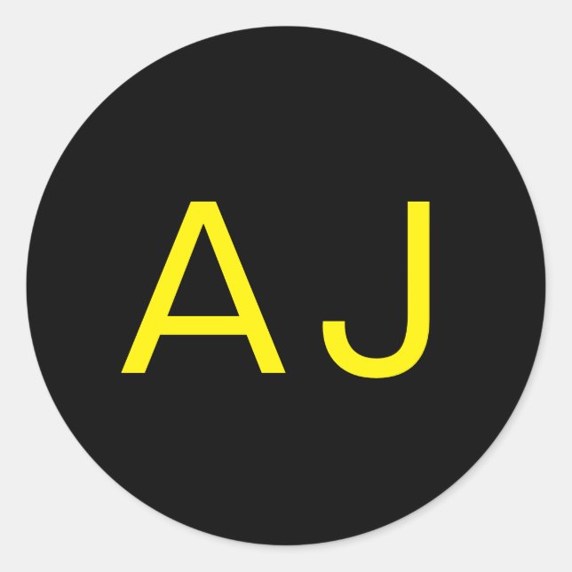 Sticker Rond Attractive Monogram Yellow Black Modern Minimalist (Devant)