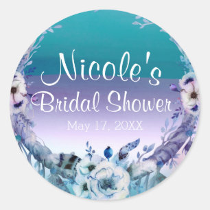 Sticker Rond Attrape-rêves violet et sarcelle, Cadeau de fête B