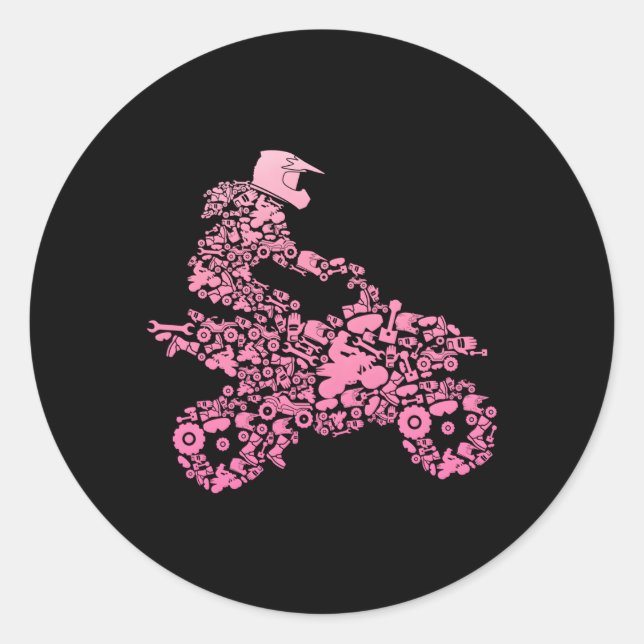 Sticker Rond Atv Quad Bike 4 Wheeler Quad Pour (Devant)